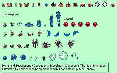 Castlevania: Bloodlines - Items and Sub-Weapons