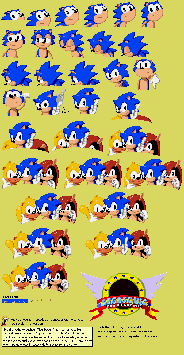 Arcade Segasonic The Hedgehog Title Screen The Spriters Resource