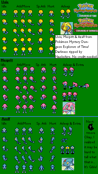 Pokémon Mystery Dungeon: Explorers of Time / Darkness - Uxie, Mespirit & Azelf