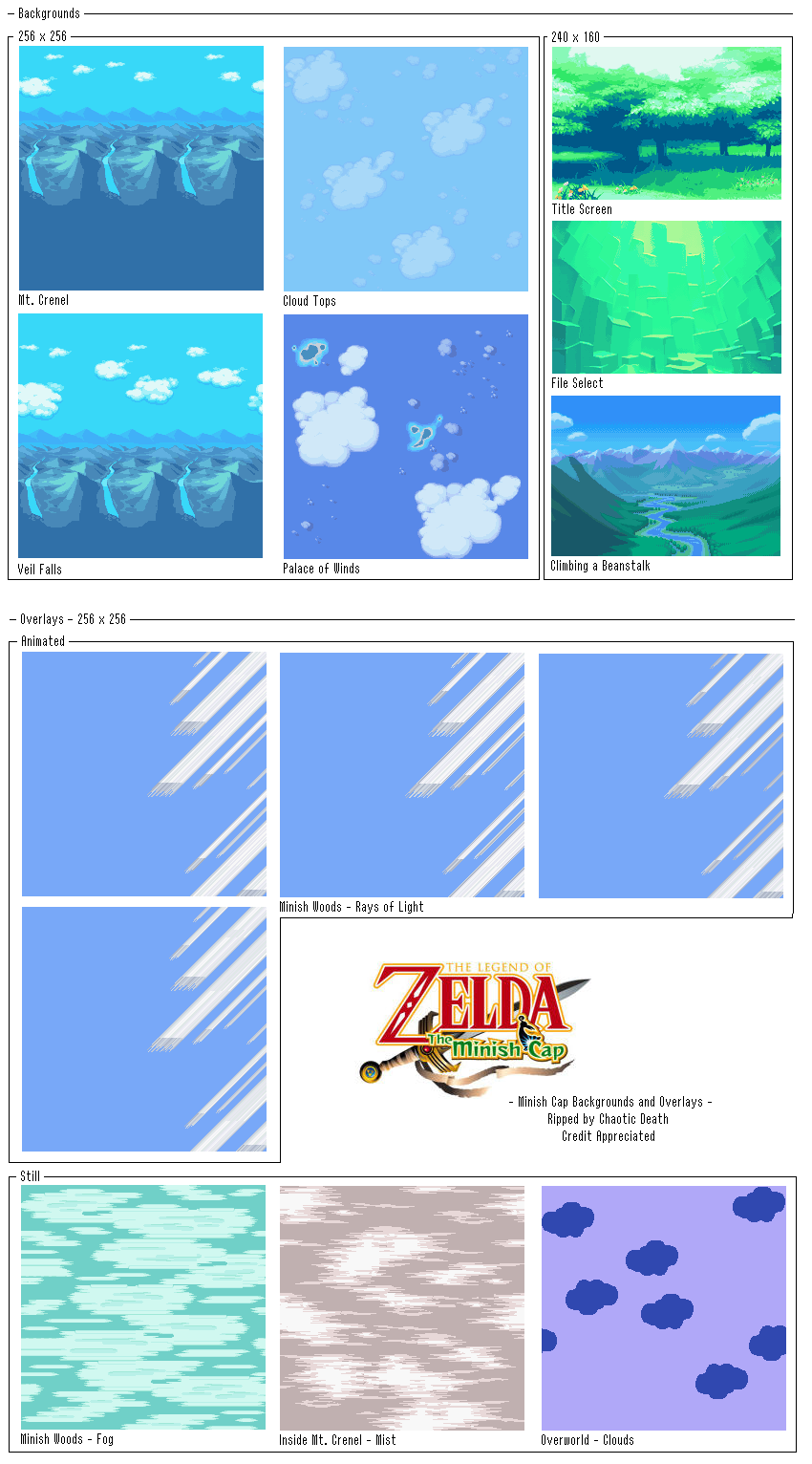 The Legend of Zelda: The Minish Cap - Backgrounds and Overlays