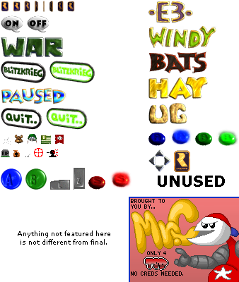 Conker's Bad Fur Day - Main/Pause Menu Text & Icons (ECTS Demo)