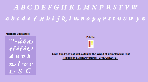 Zelda: The Wand of Gamelon - Map Font