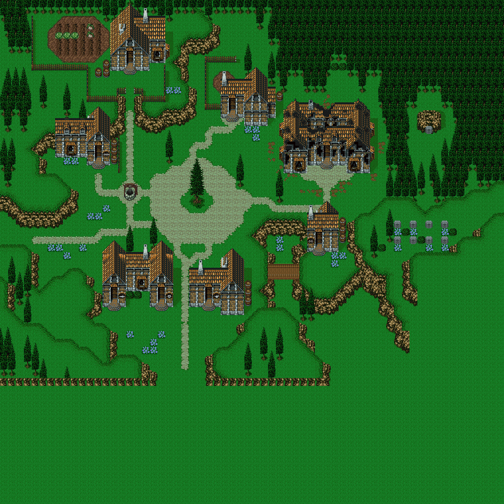 Final Fantasy 6. World of Balance Maps - Thamasa (Exterior). 