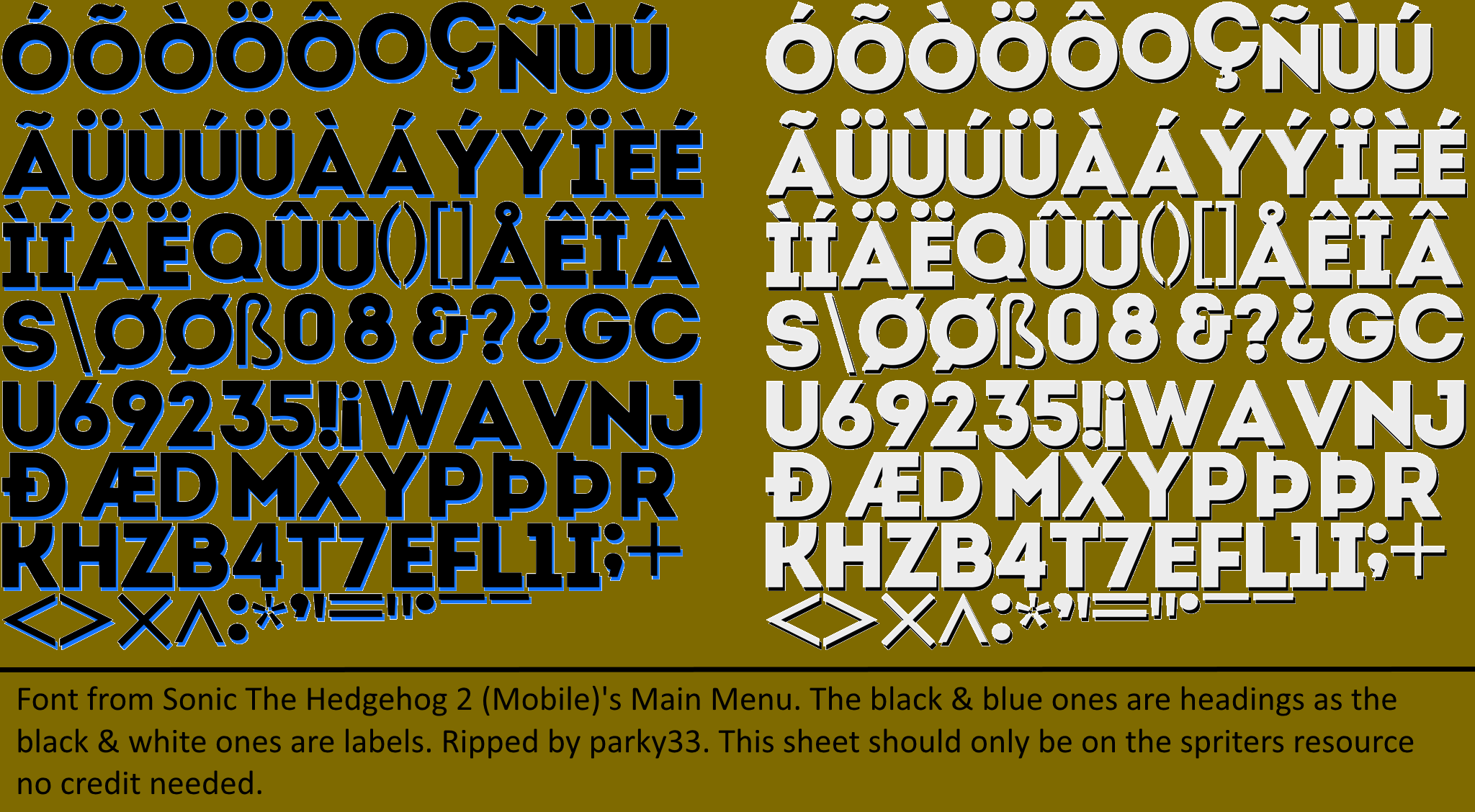 Sonic the Hedgehog 2 - Menu Font