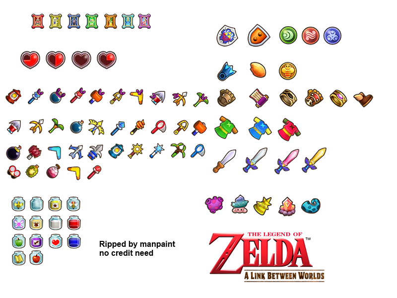 The Legend of Zelda: A Link Between Worlds - Items