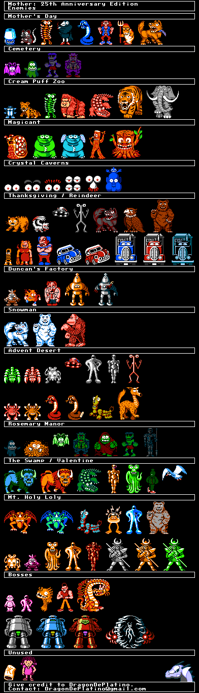NES - Mother: 25th Anniversary Edition (Hack) - Enemies - The