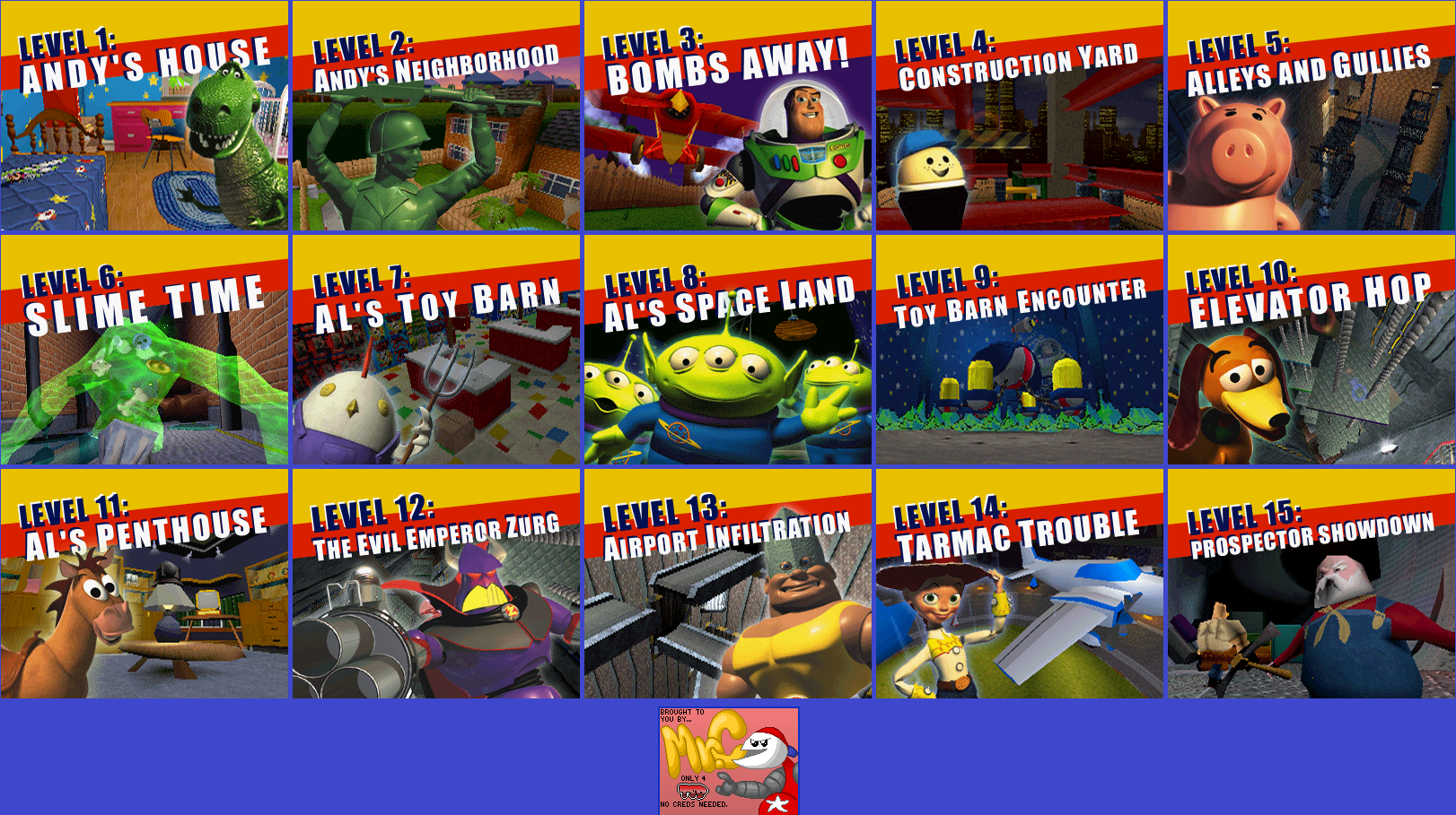 Toy Story 2: Buzz Lightyear to the Rescue - Level Titles