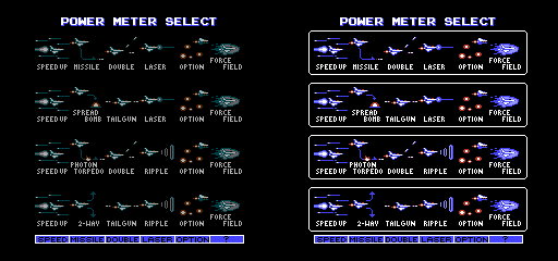 Gradius II: Gofer no Yabou / Vulcan Venture (JPN) - Power Meter Select Screen