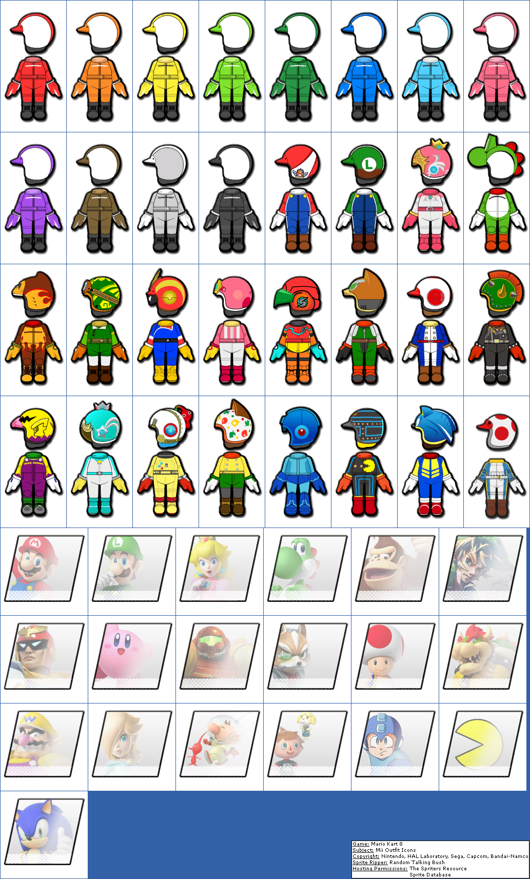 Mario Kart 8 - Mii Outfit Icons