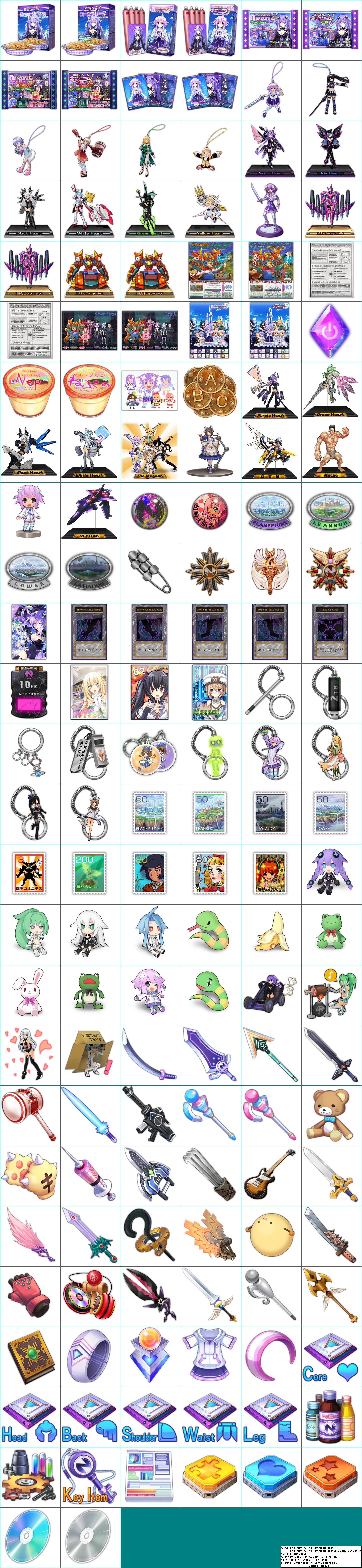 Hyperdimension Neptunia Re;Birth 2: Sisters Generation - Item Icons