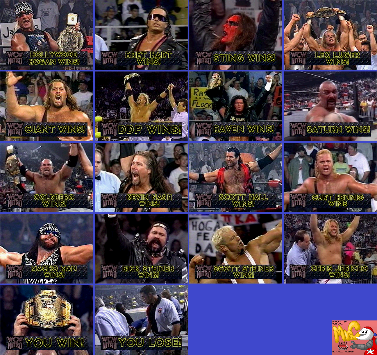 WCW Nitro - Tournament Win/Lose Screens