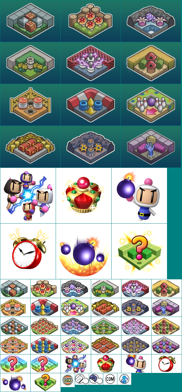 Bomberman Blast - Stage Selection and UI Elements