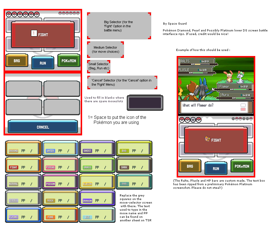 Pokémon Diamond / Pearl - Lower DS Screen Battle System