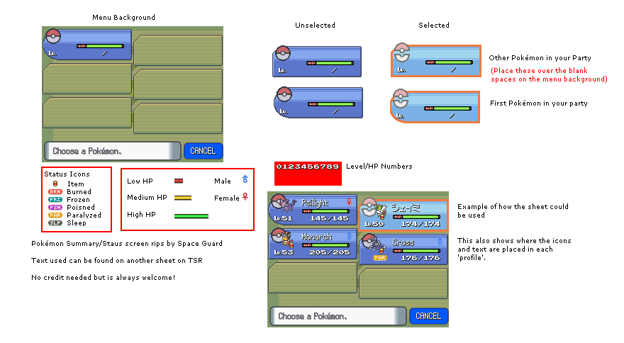 Pokémon Diamond / Pearl - Party Screen