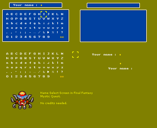Final Fantasy Mystic Quest / Mystic Quest Legend - Name Select