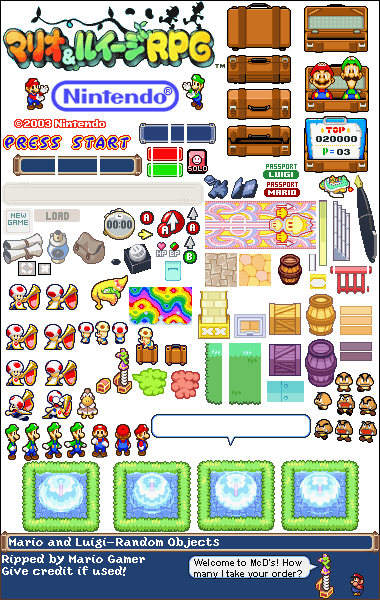 Mario & Luigi: Superstar Saga - General Sprites