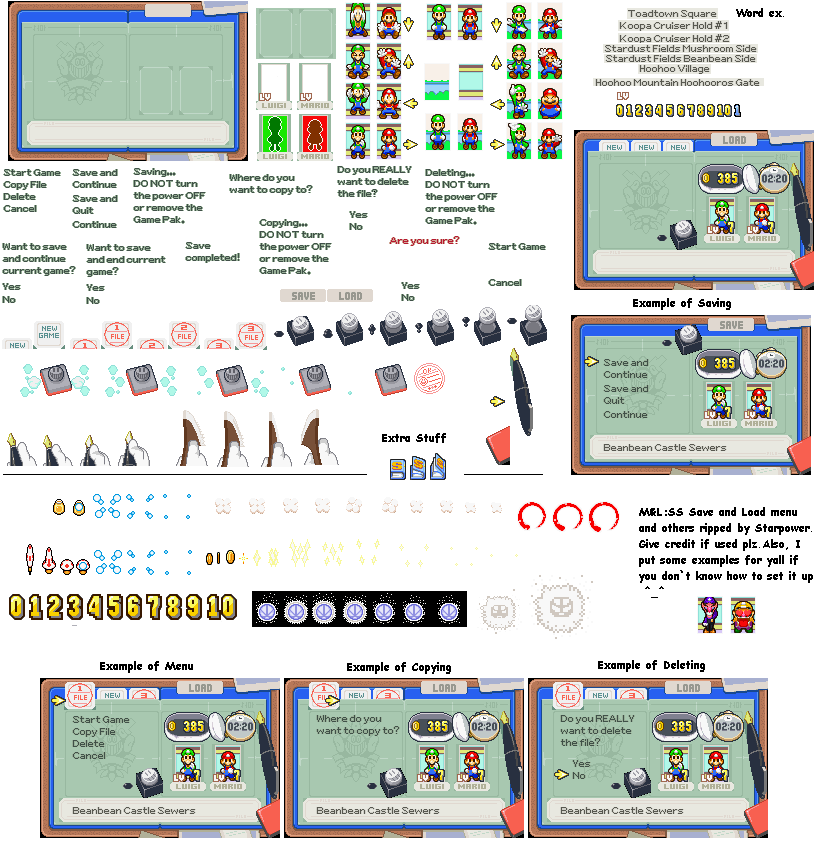 Mario & Luigi: Superstar Saga - Save Menu