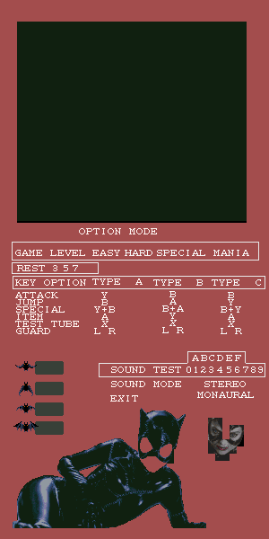 Batman Returns - Options Menu