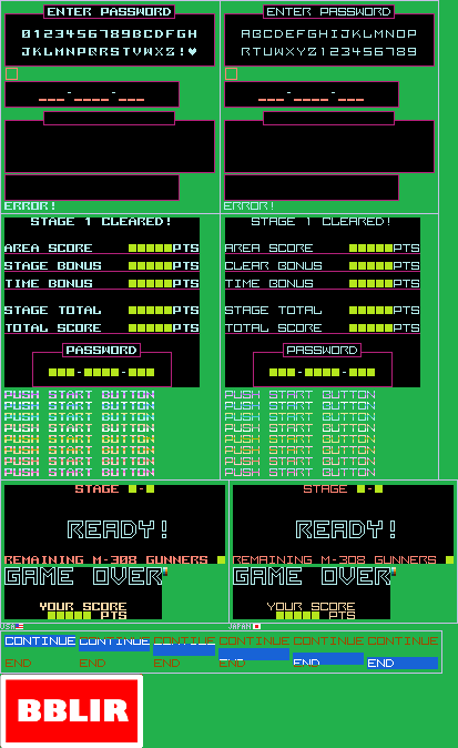 Metal Storm - Password, Game Start and Game Over Screens
