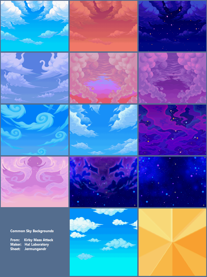 Kirby Mass Attack - Common Sky Backgrounds