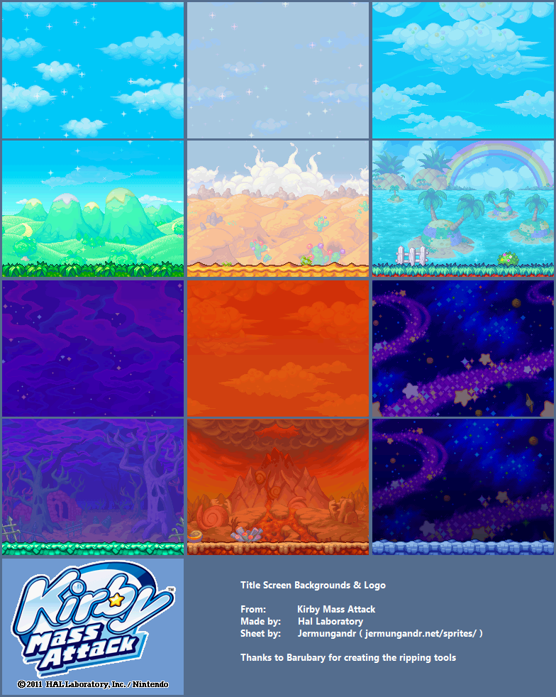 Kirby Mass Attack - Title Screen Backgrounds