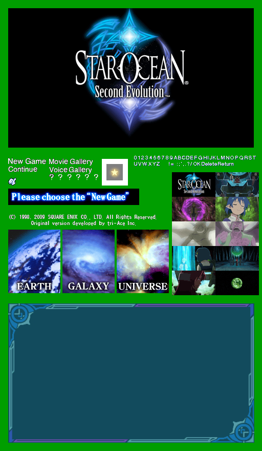 Star Ocean: Second Evolution - Main Menu