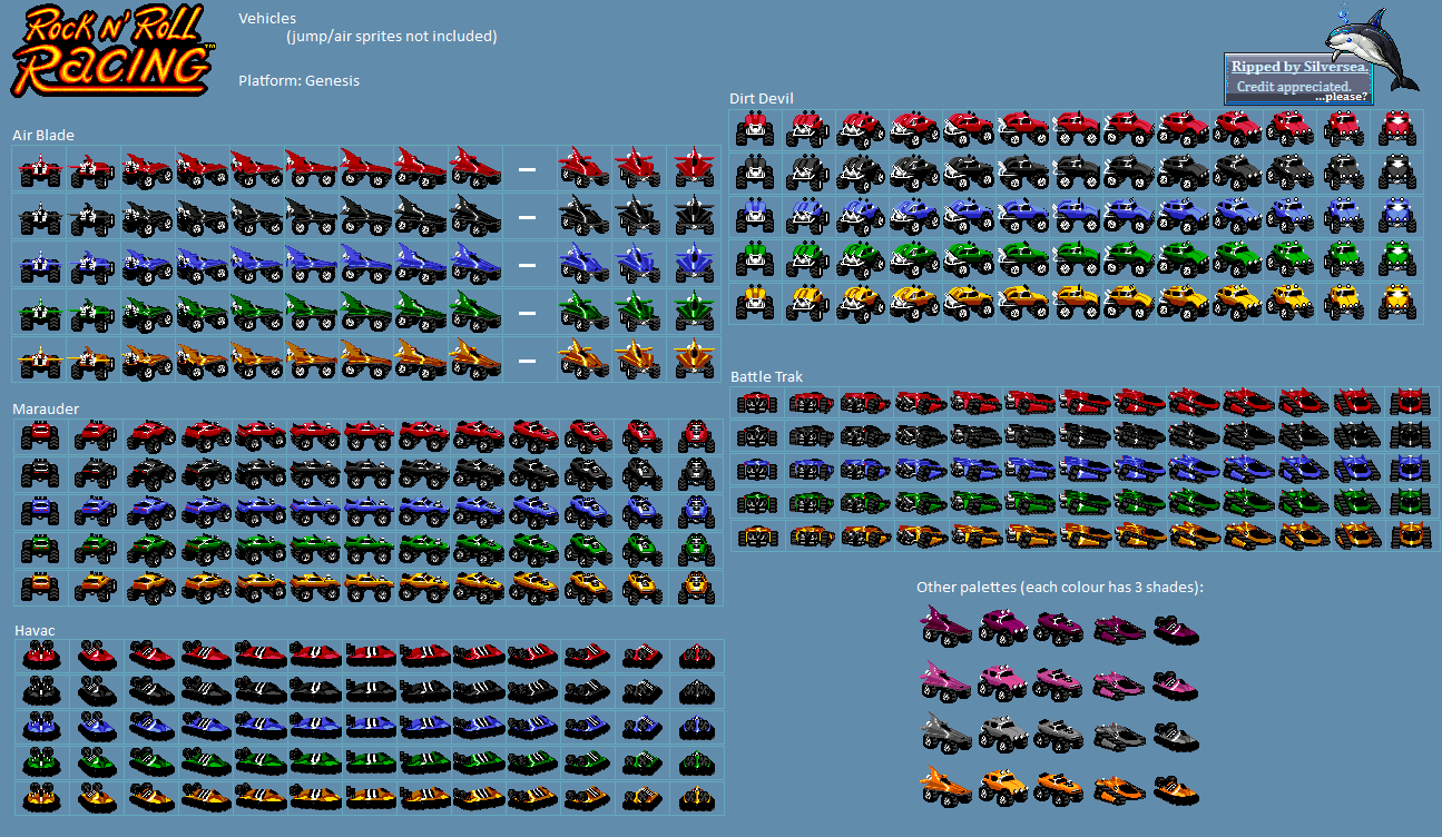 Rock N' Roll Racing - Vehicles (Ground)