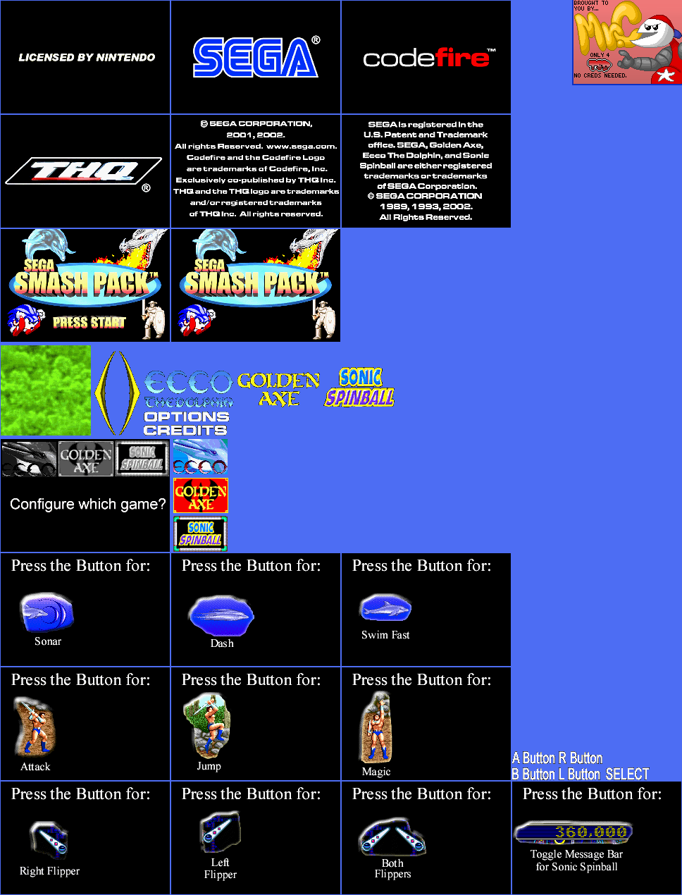 SEGA Smash Pack - Title Screen and Main Menus