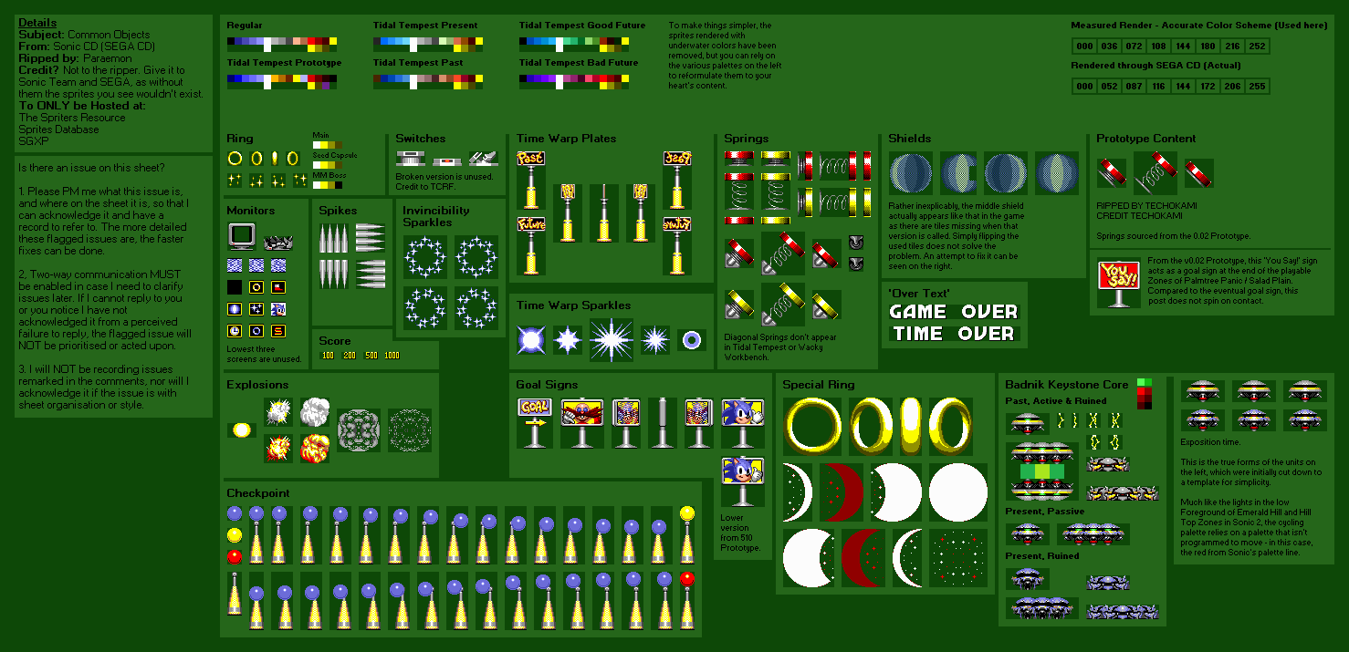 Genesis / 32X / SCD - Sonic the Hedgehog - Objects (Common) - The Spriters  Resource