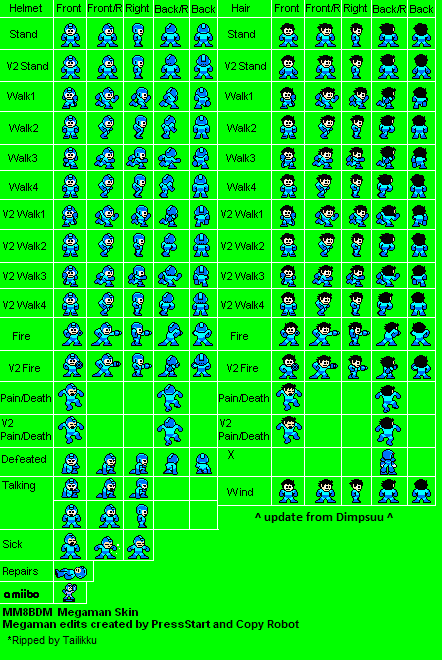 Mega Man 8-bit Deathmatch - Mega Man (Helmet and Hair)