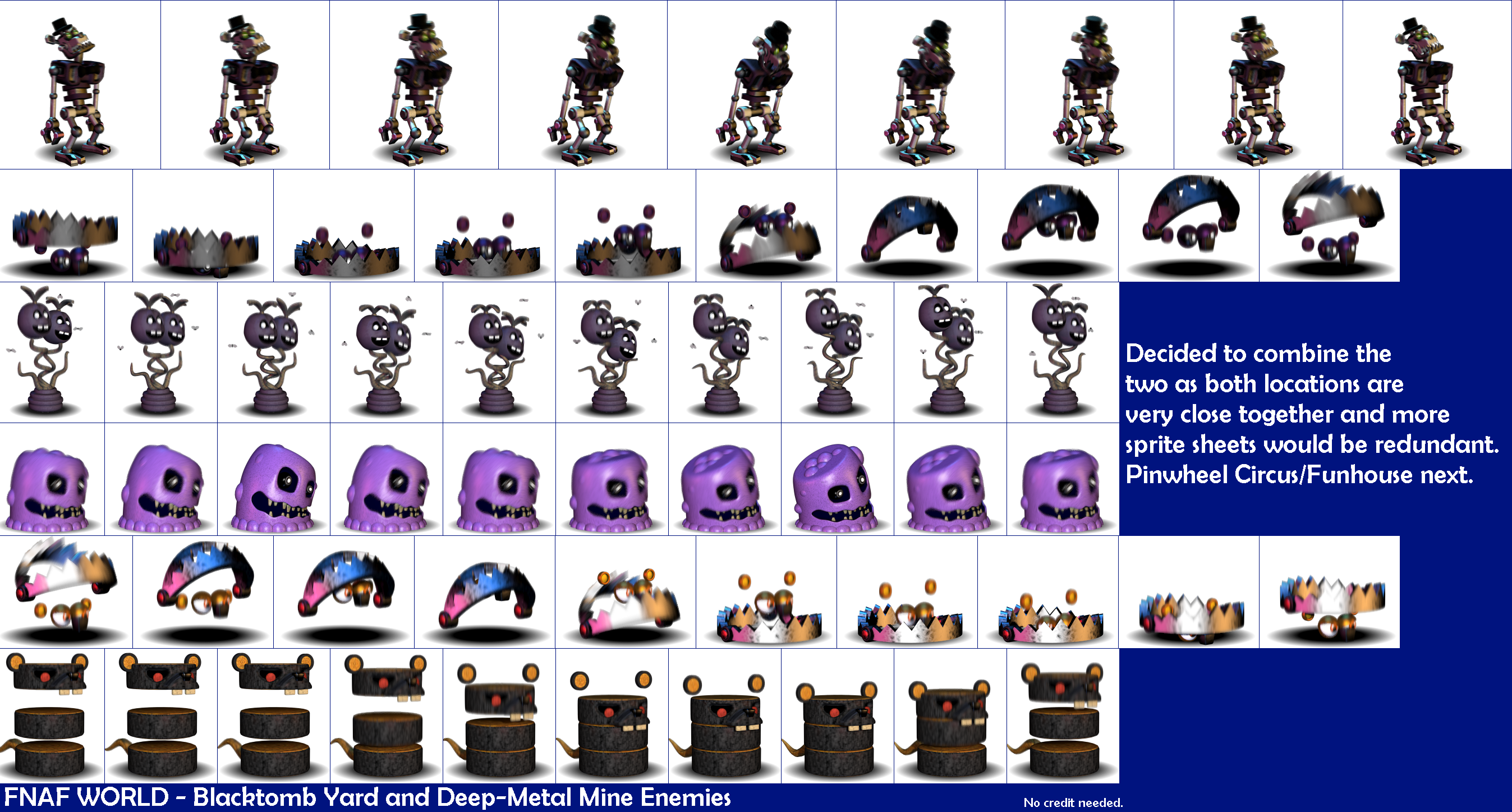 FNaF World - Blacktomb Yard / Deep-Metal Mine Enemies