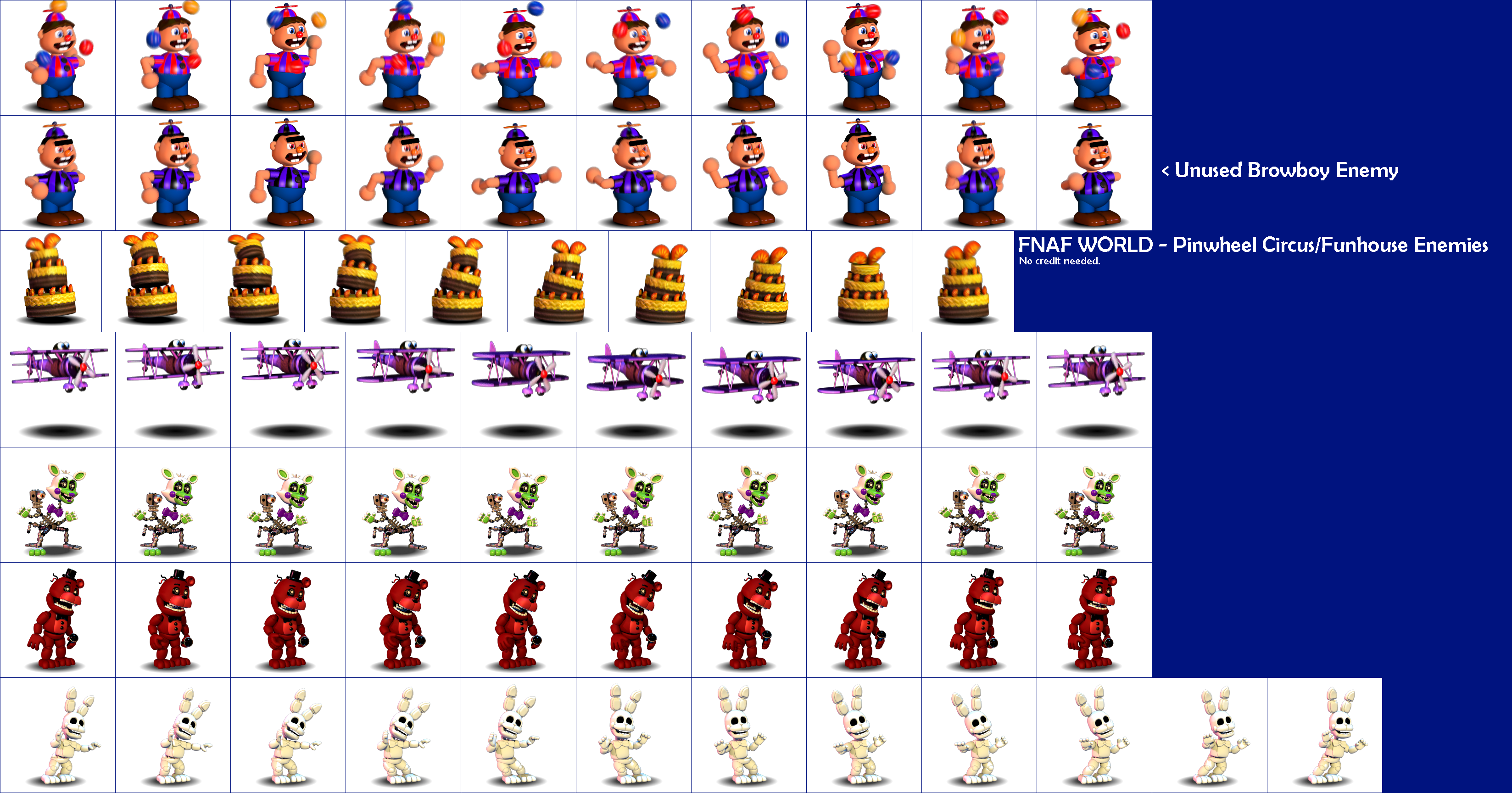 FNaF World - Pinwheel Circus / Pinwheel Funhouse Enemies