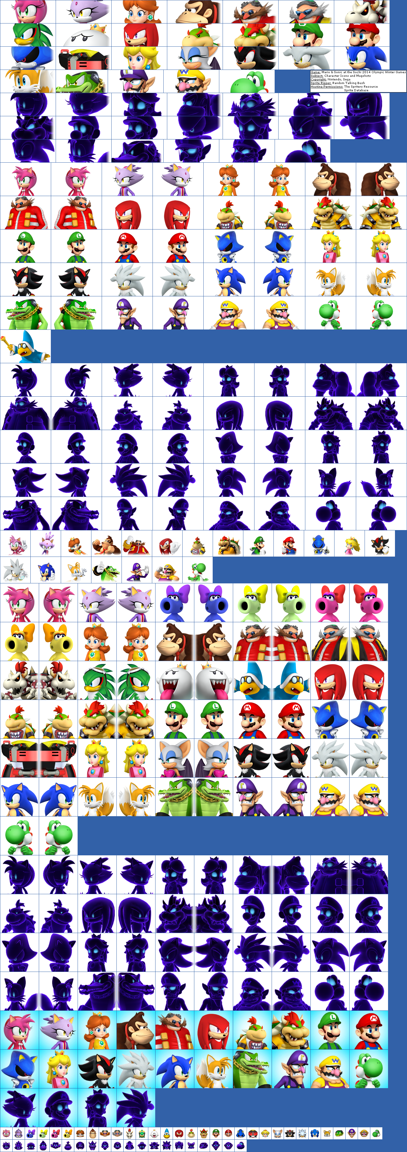 Mario & Sonic at the Sochi 2014 Olympic Winter Games - Character Icons and Mugshots
