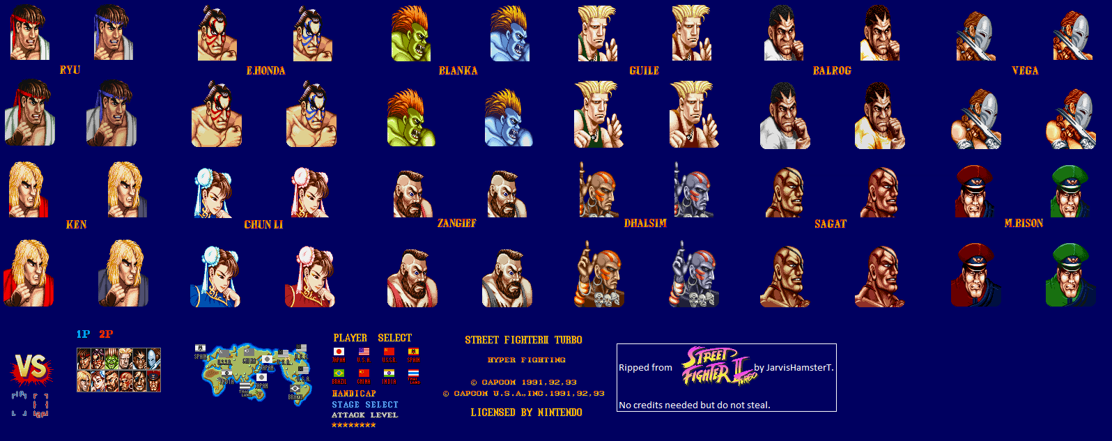 Street Fighter II: The World Warrior / Street Fighter II Turbo: Hyper Fighting - Player Select (Champion Edition)