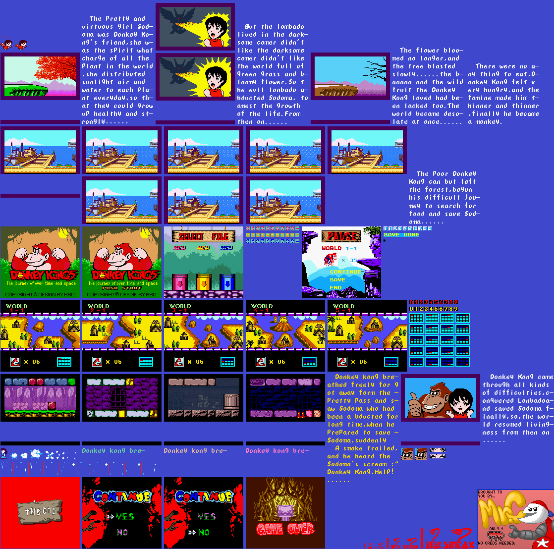 Donkey Kong 5: The Journey of Over Time and Space (Bootleg) - Title Screen, Intro, and Other Screens