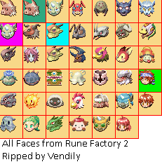 Rune Factory 2: A Fantasy Harvest Moon - Menu Faces
