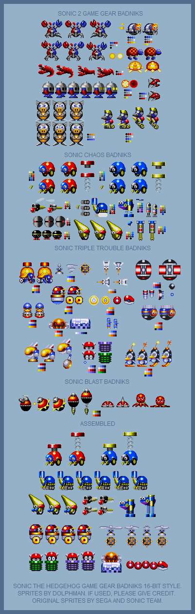 Sonic the Hedgehog Customs - Badniks (Game Gear, Sonic Genesis-Style)