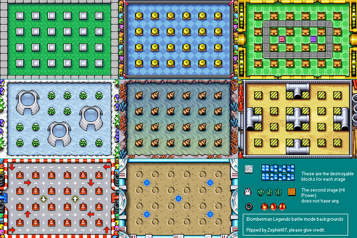 Bomberman Tournament - Battle Mode Backgrounds