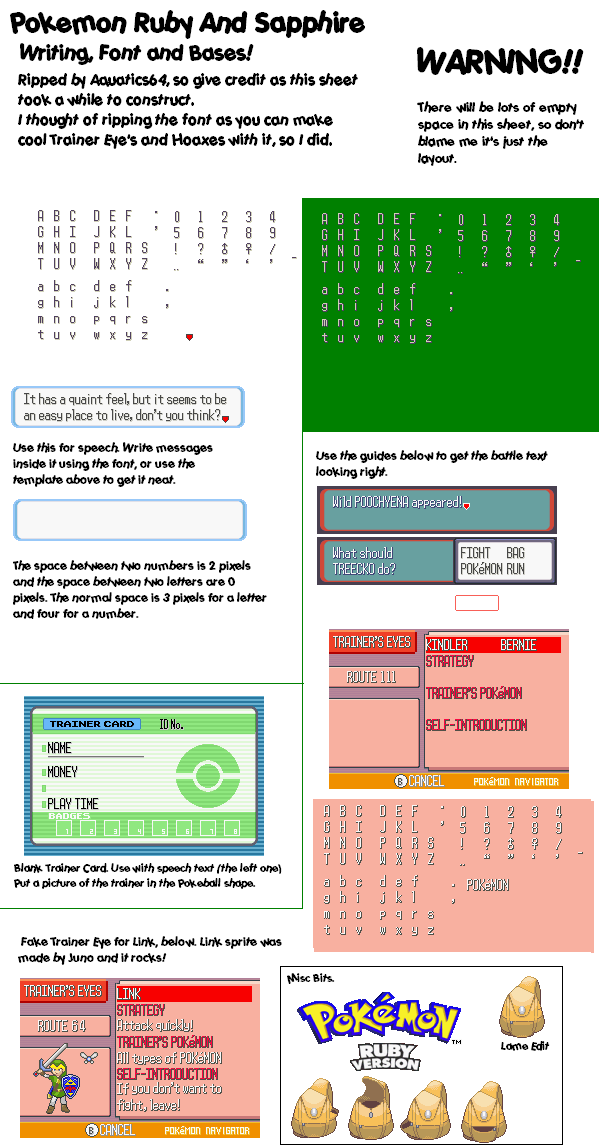 Pokémon Ruby / Sapphire - Fonts and Menus