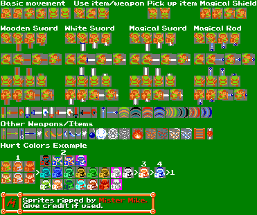 the legend of zelda nes link sprite sheet