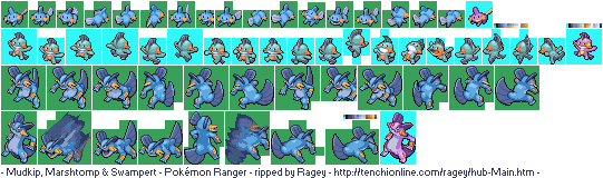 Pokémon Ranger - Mudkip, Marshtomp & Swampert