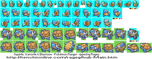 Squirtle, Wartortle & Blastoise