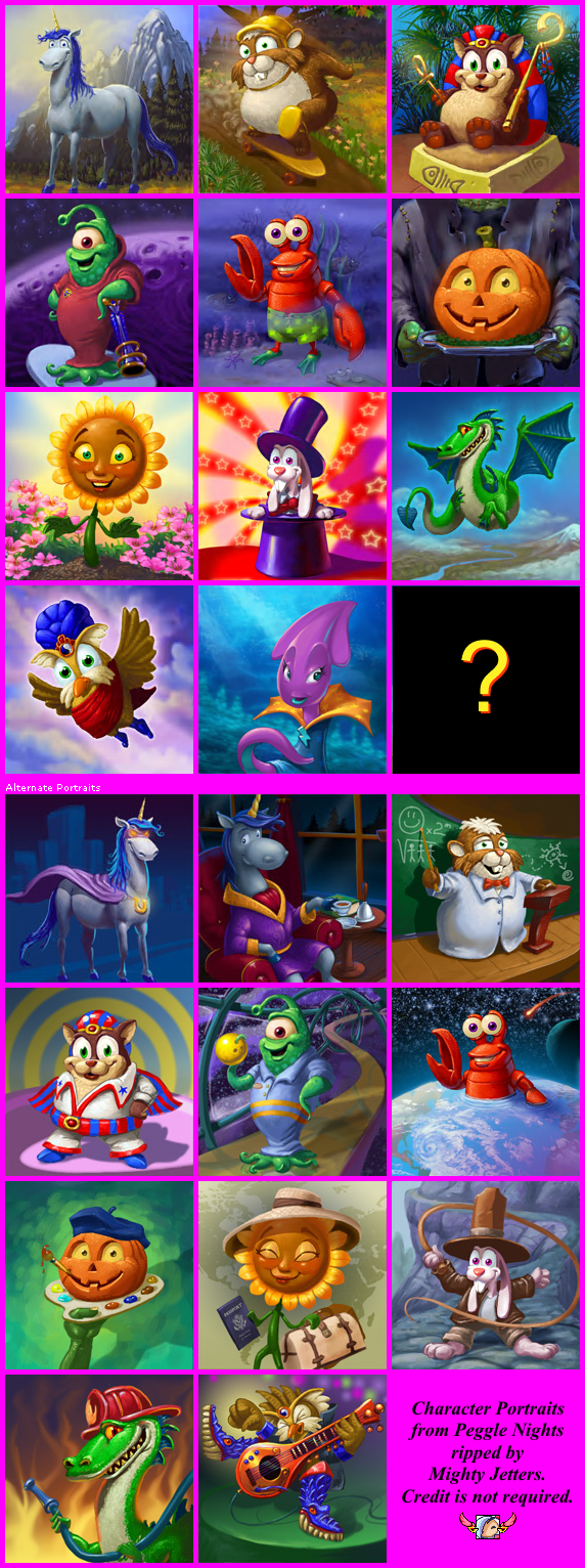 Peggle Nights - Character Portraits