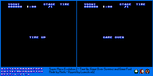 Super Mario Evolution 2 (Hack) - Time Up, Game Over Screens and Text