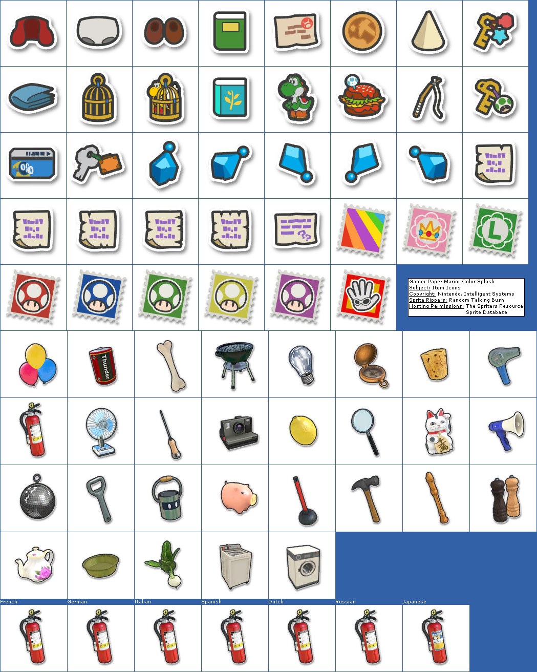 Wii U - Paper Mario: Color Splash - Item Icons - The Spriters Resource