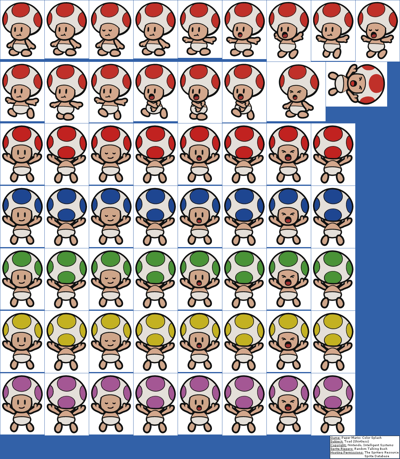 Paper Mario Color Splash Toad Sprites