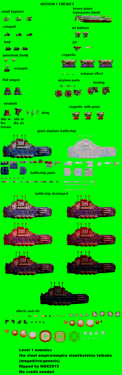 Steel Empire - Stage 1 Enemies