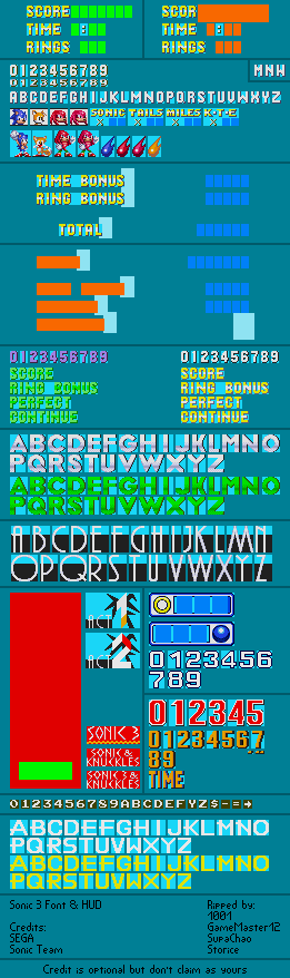 Sonic the Hedgehog 3 - Fonts & HUD