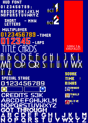 Sonic & Knuckles - Fonts & HUD