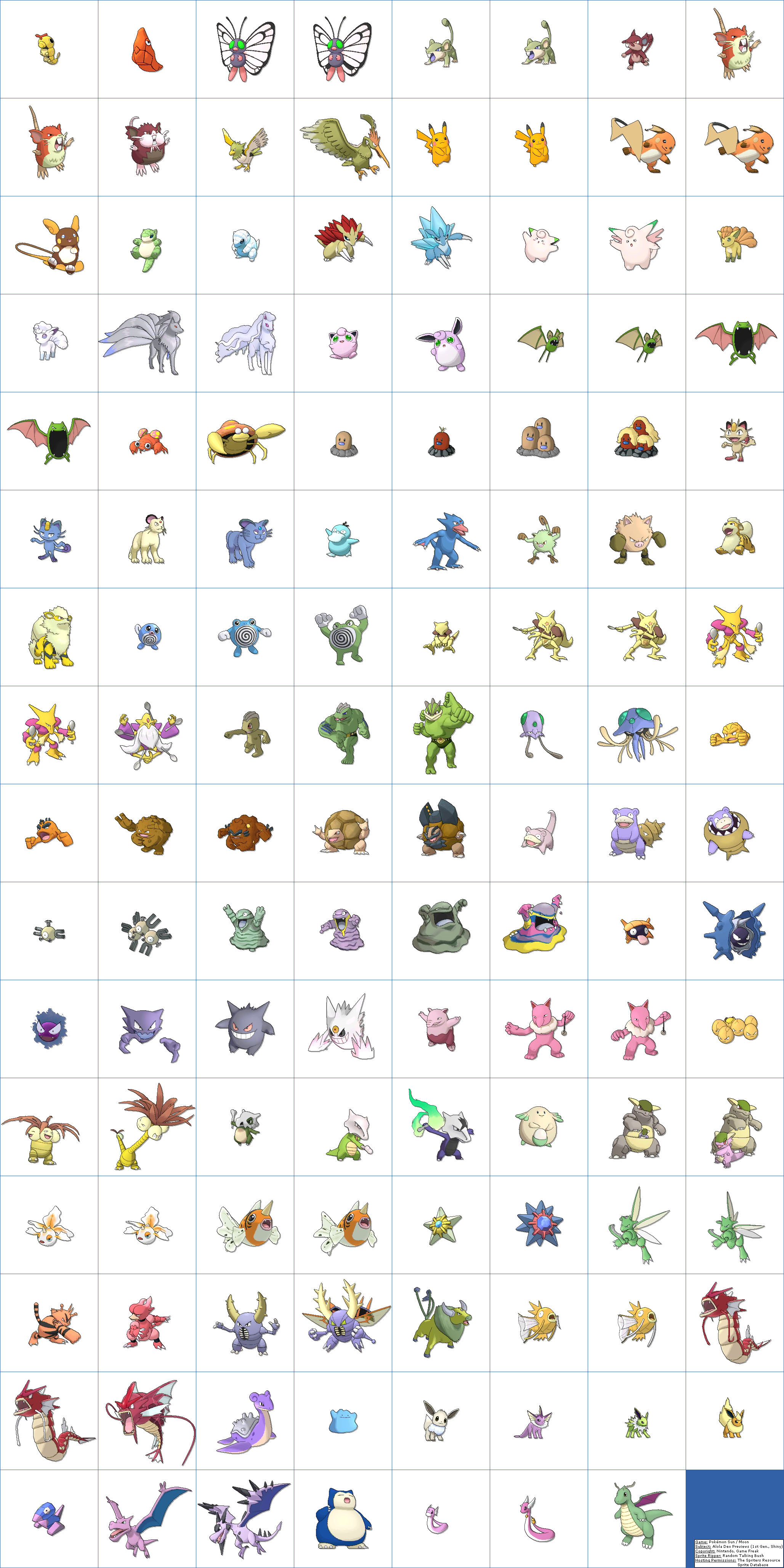 Alola Dex Previews (1st Generation, Shiny)